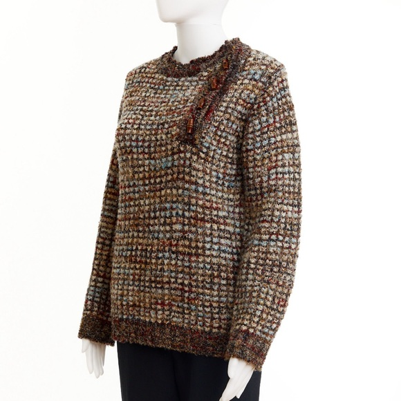 70’s boucle sweater with wooden buttons - Picture 3 of 7